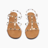 Studded Acrylic Flat Sandals tan front