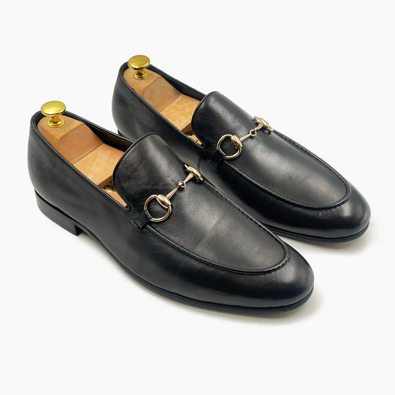 Bold Buckle Slip Ons black side angle