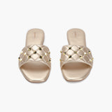 Quilted Studded Slides gold front angle