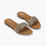 Embellished Slides tan side angle