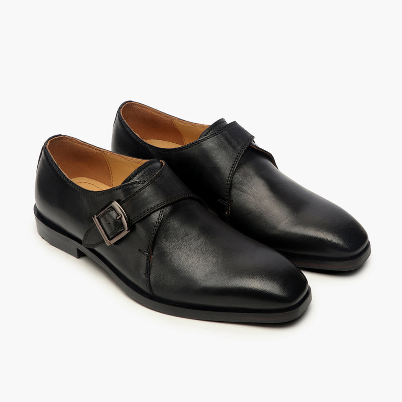 Definitive Single Buckle Monk Straps black side angle