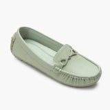 Snake Textured Buckle Accented Loafers sea green side single