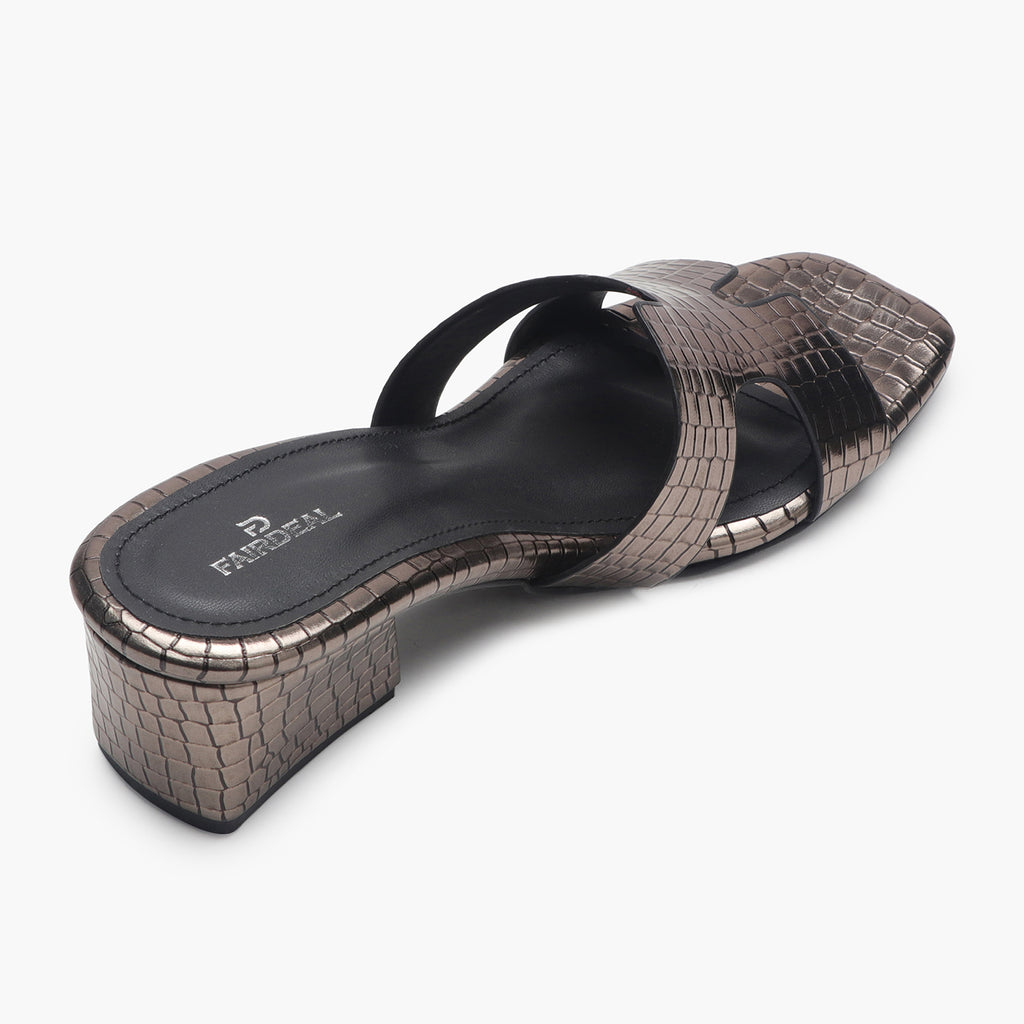 Kathryn Wilson - Hepburn Heel Sandals Black Croc Print on Designer Wardrobe