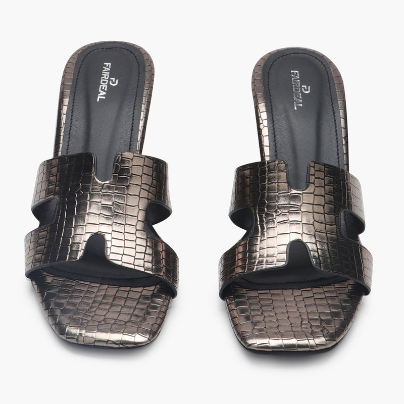 Fitflop LULU Perf Croc-Embossed EU6-090 (All Black) – Milano Shoes
