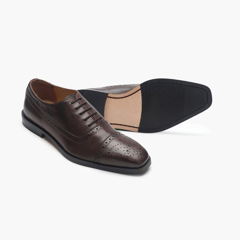 Semi Brogue Lace Ups brown side and sole