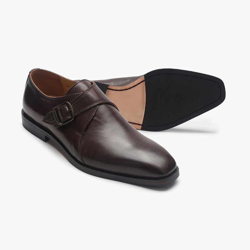 xDefinitive Single Buckle Monk Straps brown side and sole