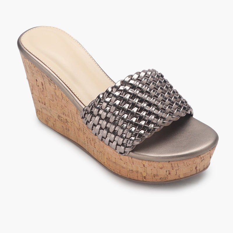 Braided Wedges metallic side single