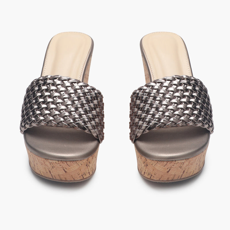 Braided Wedges metallic front