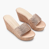 Braided Wedges gold side angle