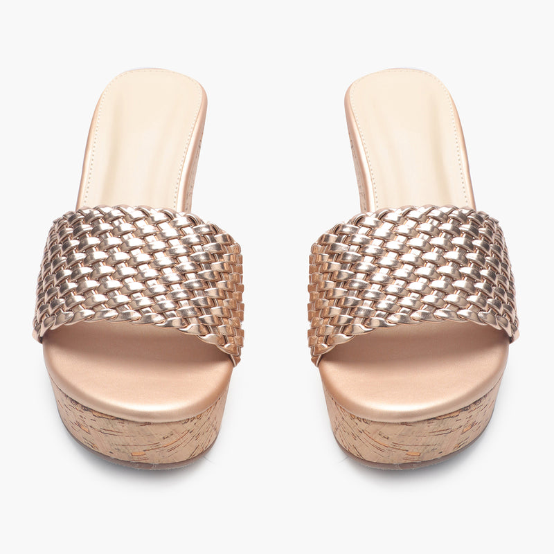 Braided Wedges gold front