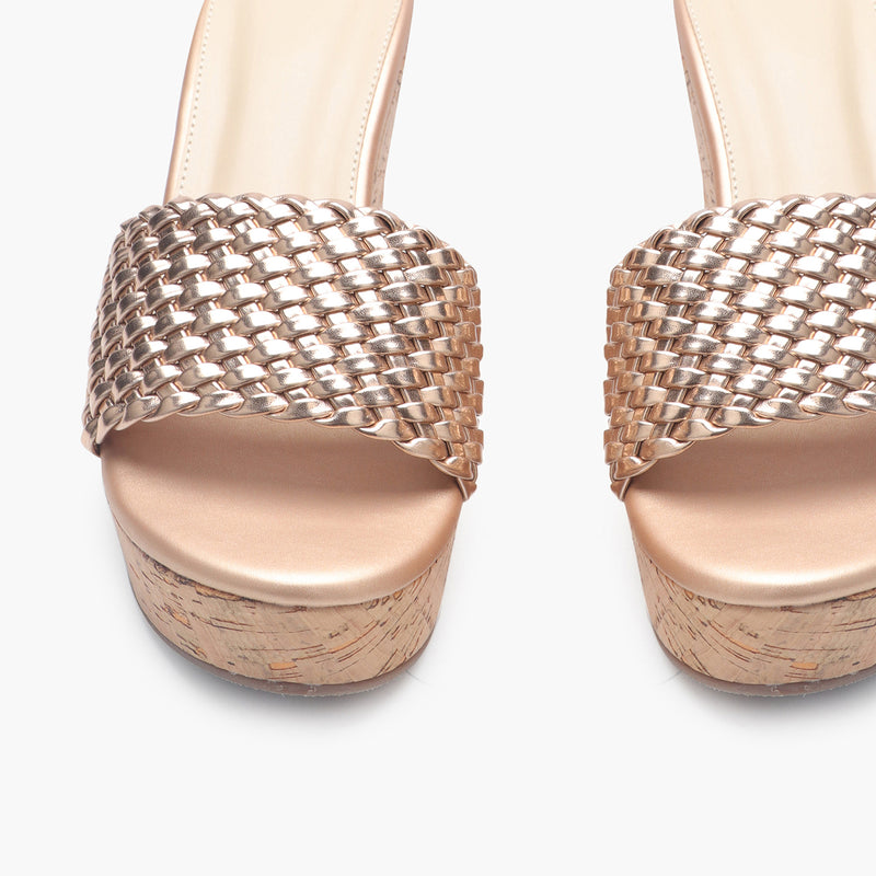Braided Wedges gold front zoom