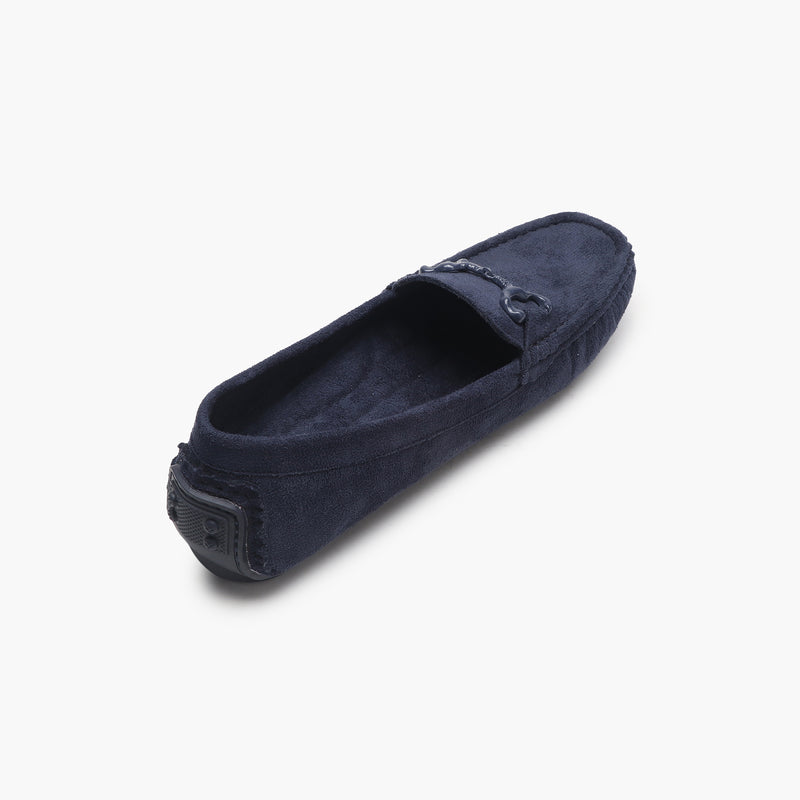 Buckle Accented Suede Loafers blue back