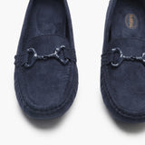 Buckle Accented Suede Loafers blue front zoom