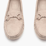 Buckle Accented Suede Loafers beige front zoom