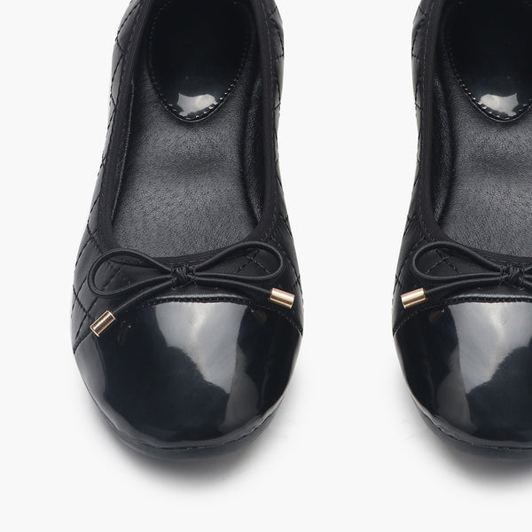 Classic Bow Ballerinas black front zoom