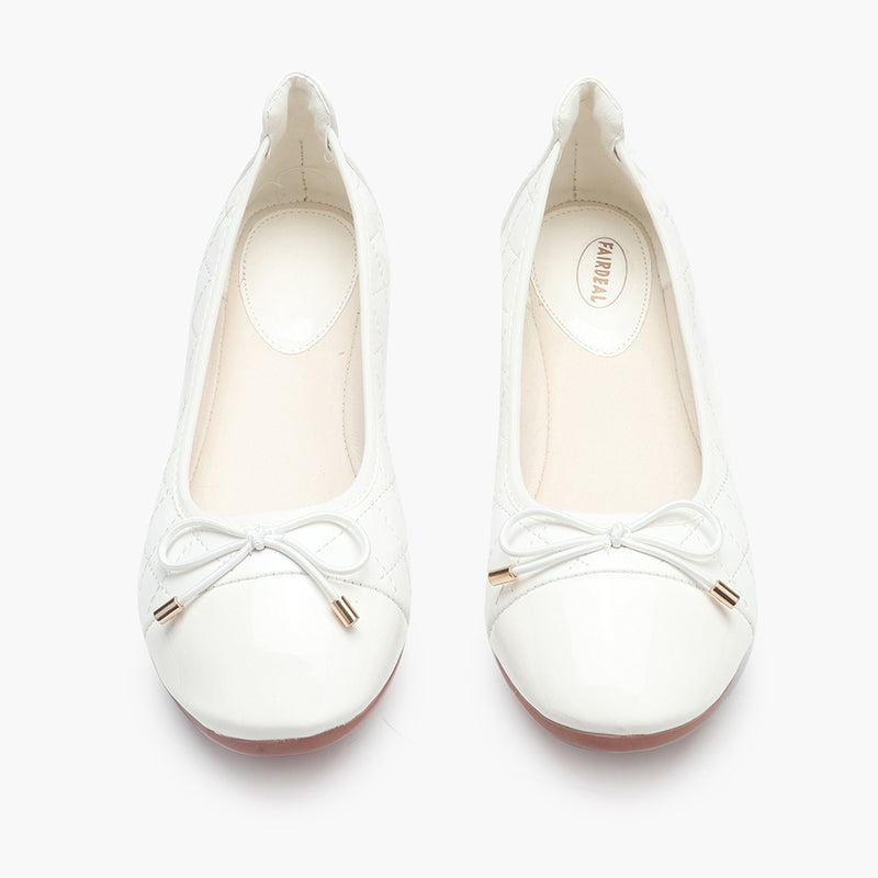 Classic Bow Ballerinas white front angle