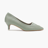 Basic Pumps sea green side profile with heel