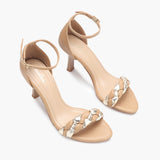 Split Braided Sandals beige side angle