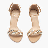 Split Braided Sandals beige front angle