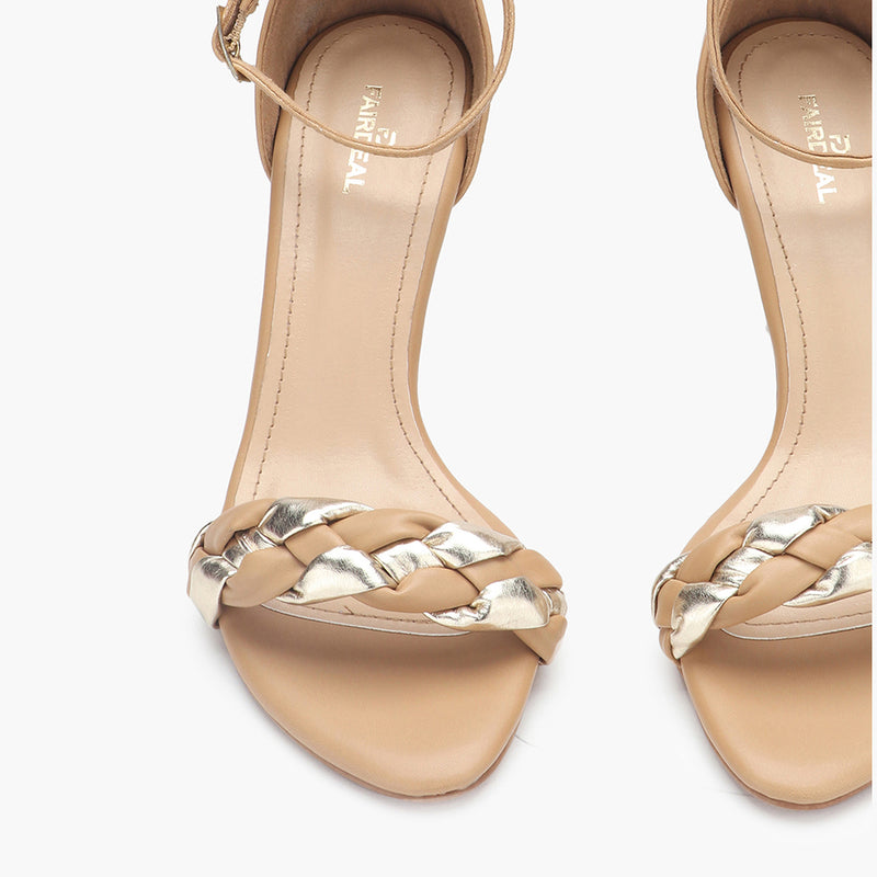 Split Braided Sandals beige front zoom