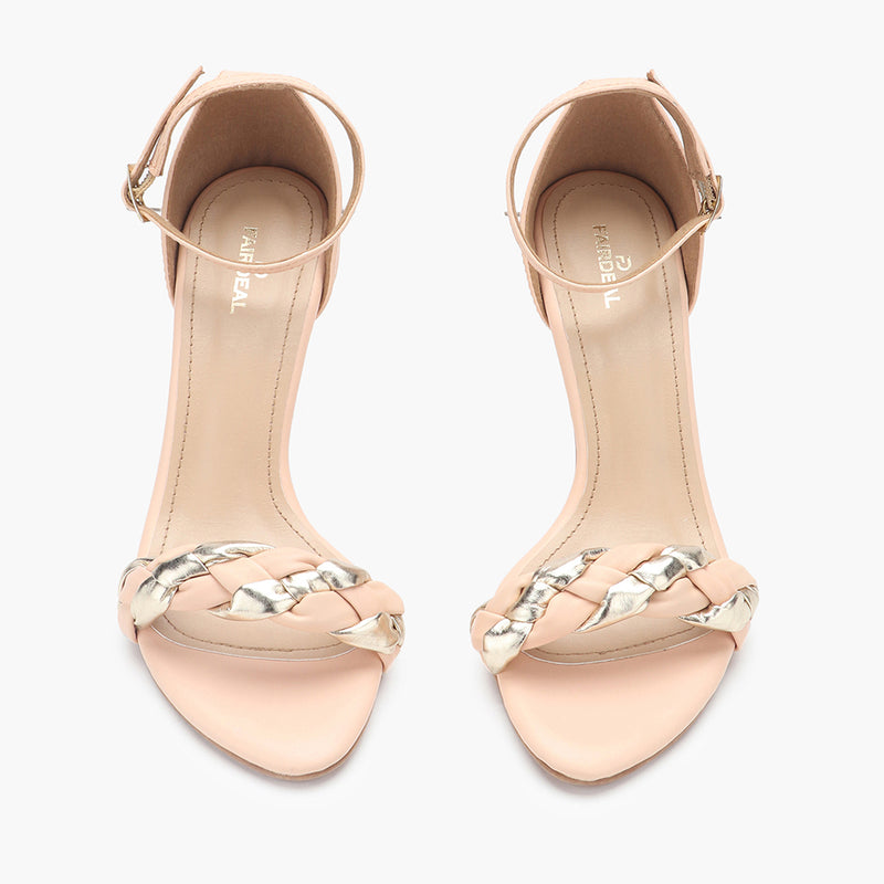 Split Braided Sandals pink front angle