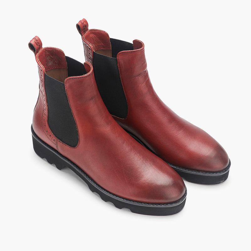 Combat Chelsea Boots maroon side angle