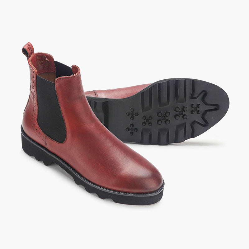 Combat Chelsea Boots maroon side and sole