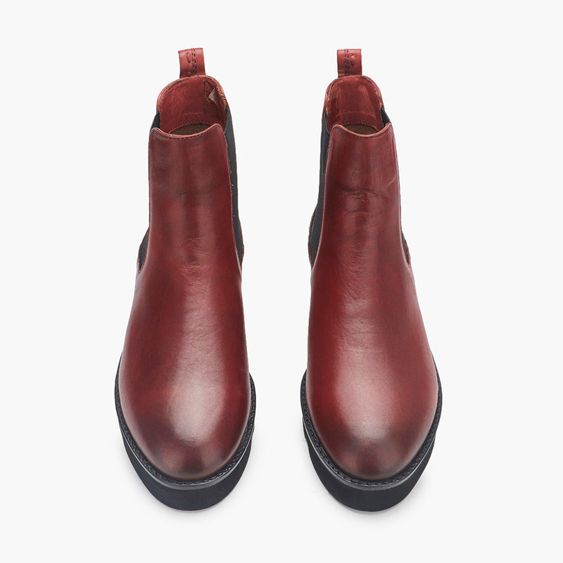 Combat Chelsea Boots maroon front angle