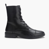 Combat Lace Up Zipper Boot black side profile with heel