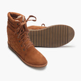 Quilted Lace Up Suede Boots brown side and sole
