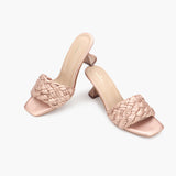 Braided Slip On heels rose gold