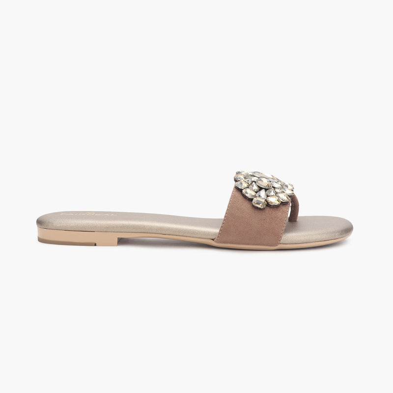 Embellished Party Slides metallic side profile