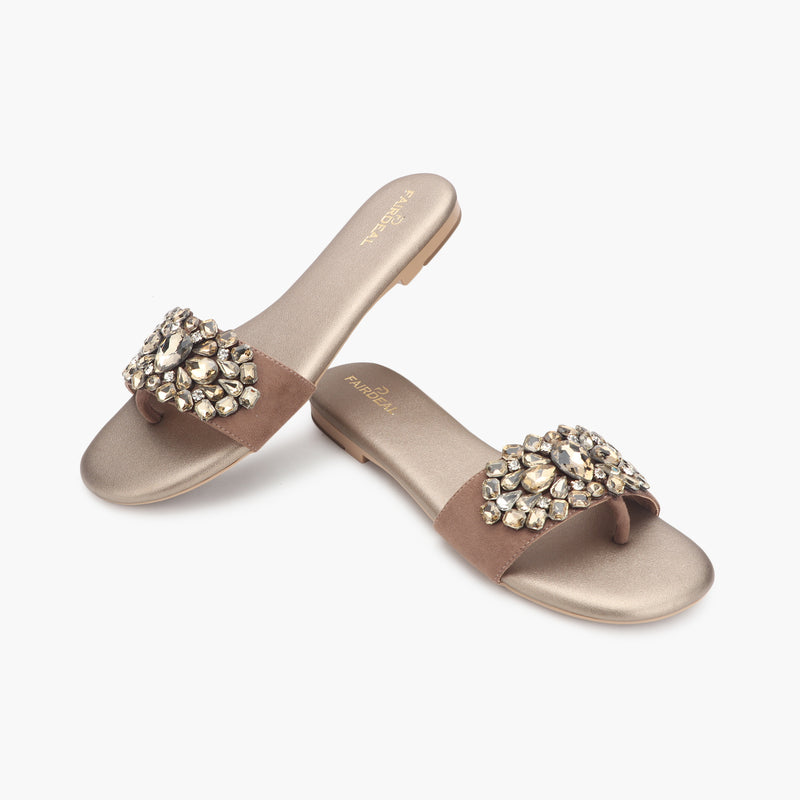 Embellished Party Slides metallic