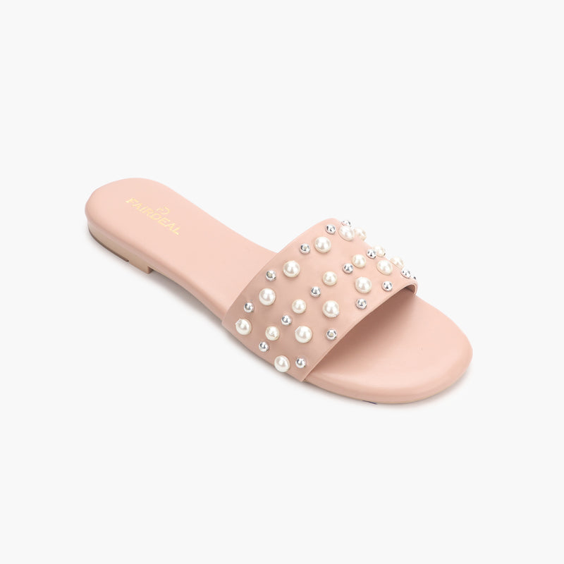 Minimalist Sequential Pearl Slides pink side single