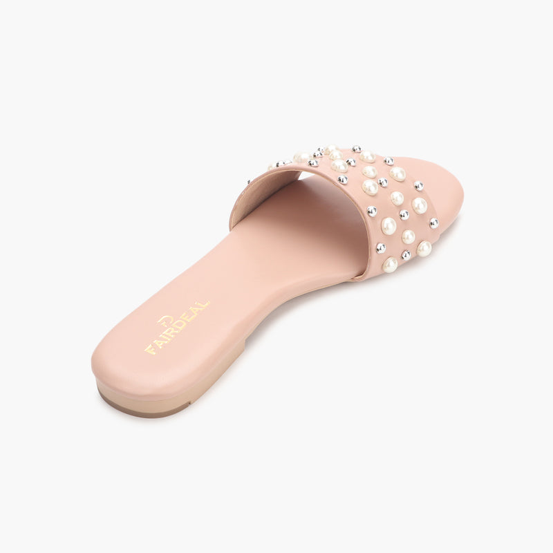 Minimalist Sequential Pearl Slides pink back