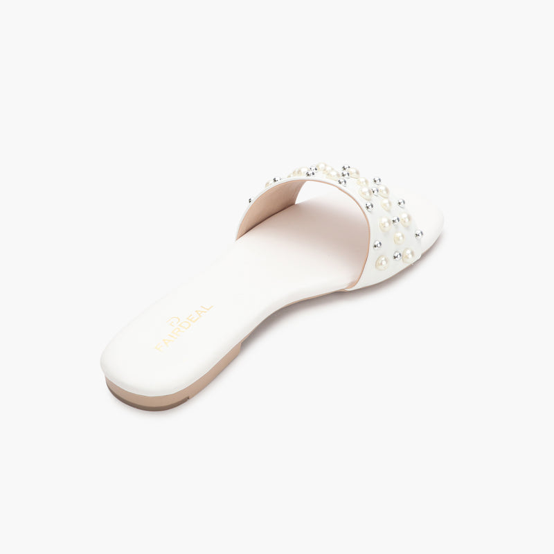 Minimalist Sequential Pearl Slides white back