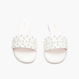 Minimalist Sequential Pearl Slides white front