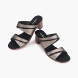 Double Strap Block Heel Sandals black