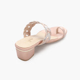 Chain Link Open Toe Block Heels rose gold back angle