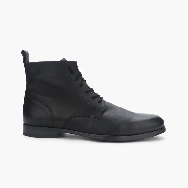 Giorgio Lace Up Boots black side profile with heel
