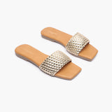 Weaved Flats tan side angle