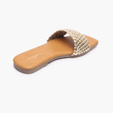 Weaved Flats tan back angle