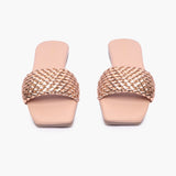 Weaved Flats rose gold front angle