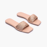 Weaved Flats rose gold side angle