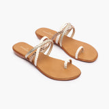 Criss Cross Braided Flats white side angle