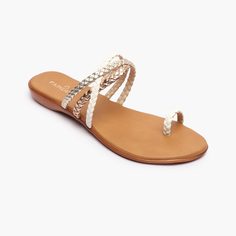 Criss Cross Braided Flats white side single