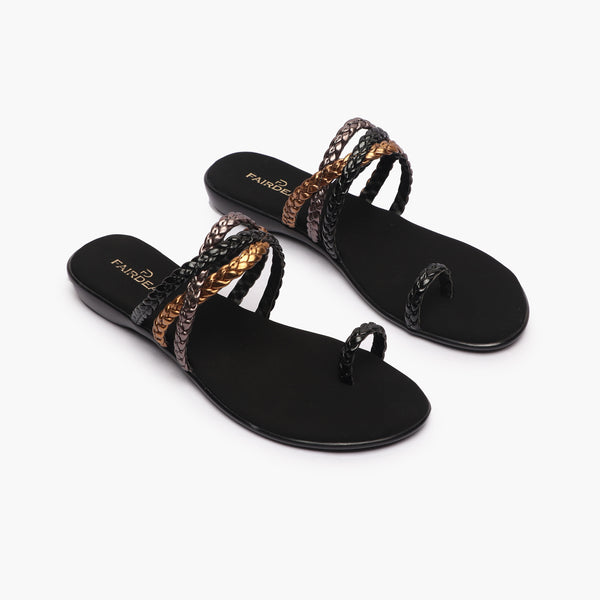 Criss Cross Braided Flats black side angle