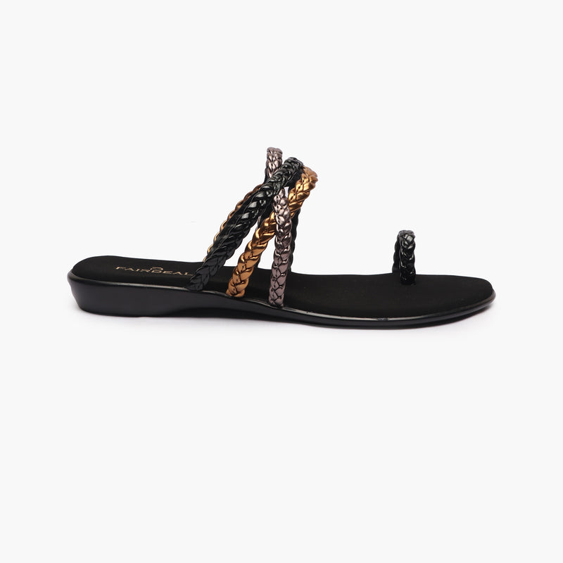 Criss Cross Braided Flats black side profile