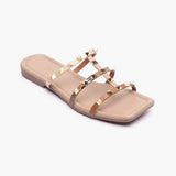Strappy Studded Flats tan side single