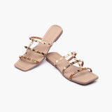 Strappy Studded Flats tan